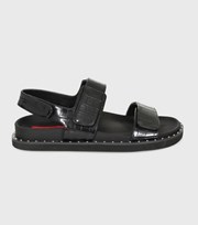 London Rebel Black Faux Croc Sandals